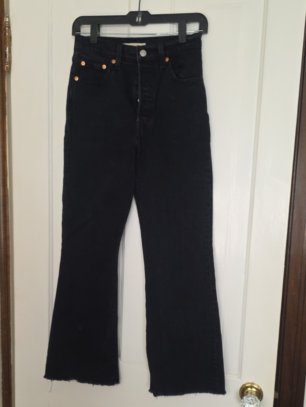 Levi's Black Ribcage Crop Flare High-Waist Jeans